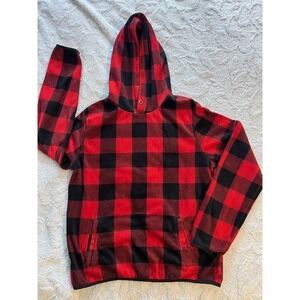 Men's Black & Red Plaid Aeropostale Hooded Sweatshirt Size L